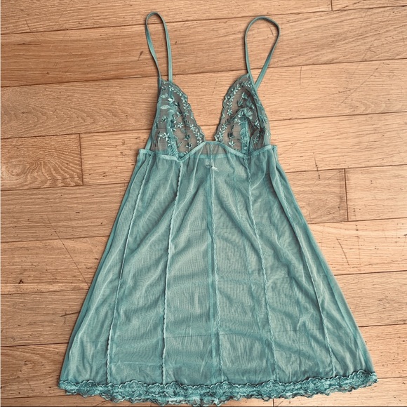 LA PERLA GLAMOUR Mint Mesh & Lace Slip Negligee - Picture 9 of 10